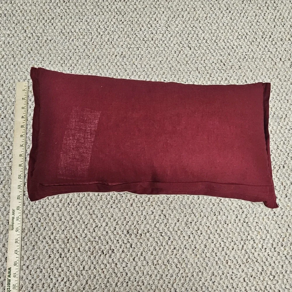 Pier 1 Decorative Throw Pillow Beaded Christmas Tree Tan Burgandy Accent Pillow